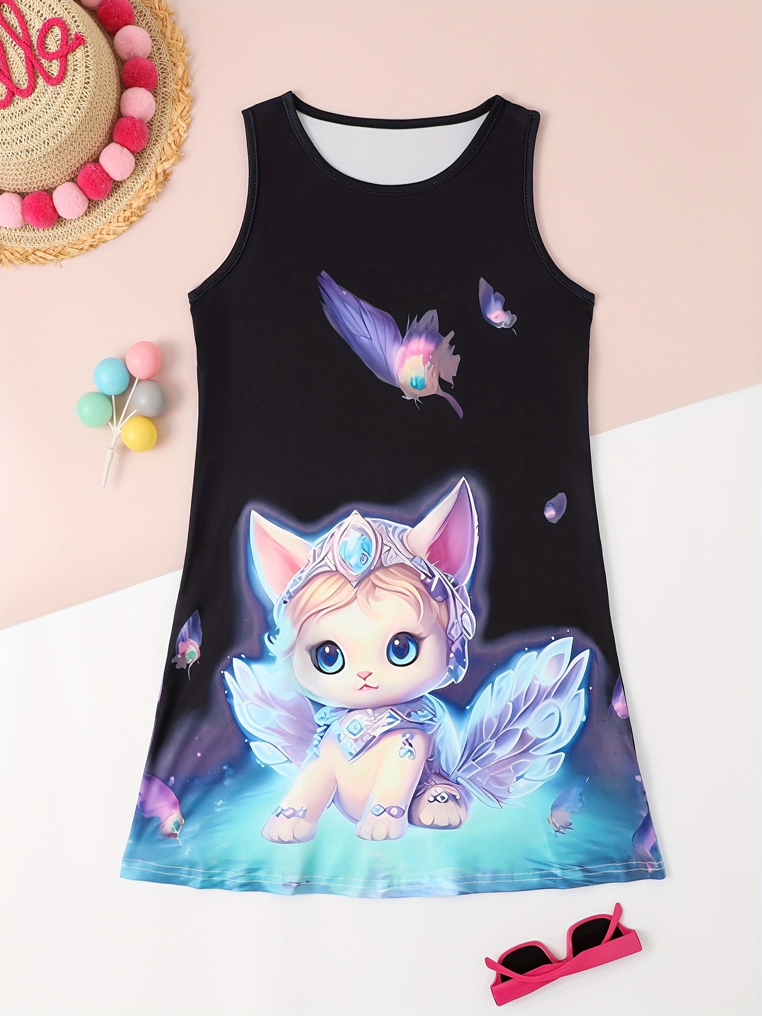 Dreamy Kitty Fairy Sleeveless Dress Girls Summer Gift