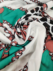 Colorblock Chain Print Long Sleeve Blouse