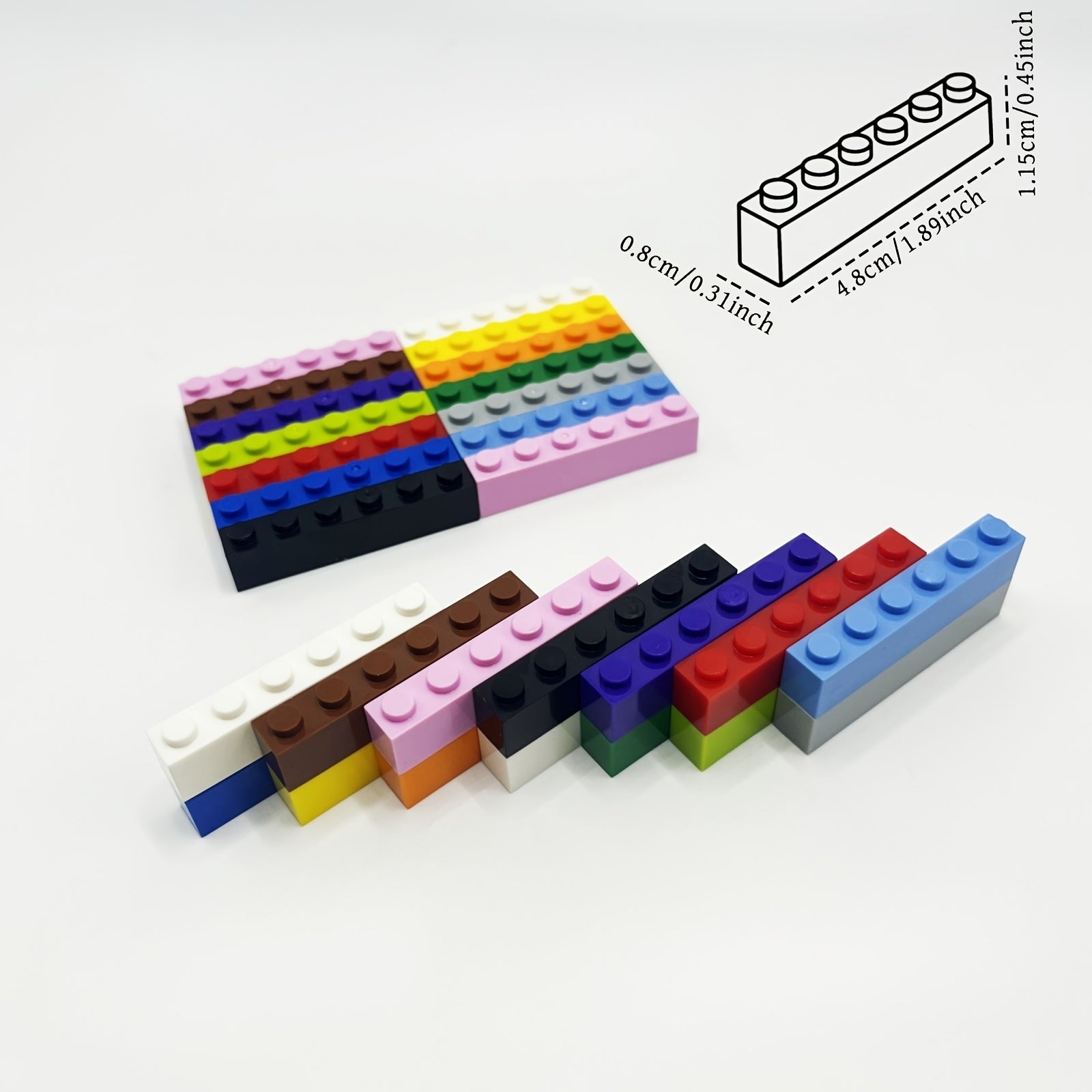 30pcs Multicolor Blocks 1x6 Studs Hole Small Building Block Toy