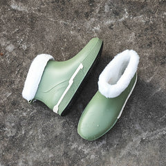 Women's Plush Lined Platform Rain Boots Waterproof Slip On Shoes