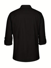 Men's Lace Casual Wrist Long Sleeve Shirt With Chest Pocket