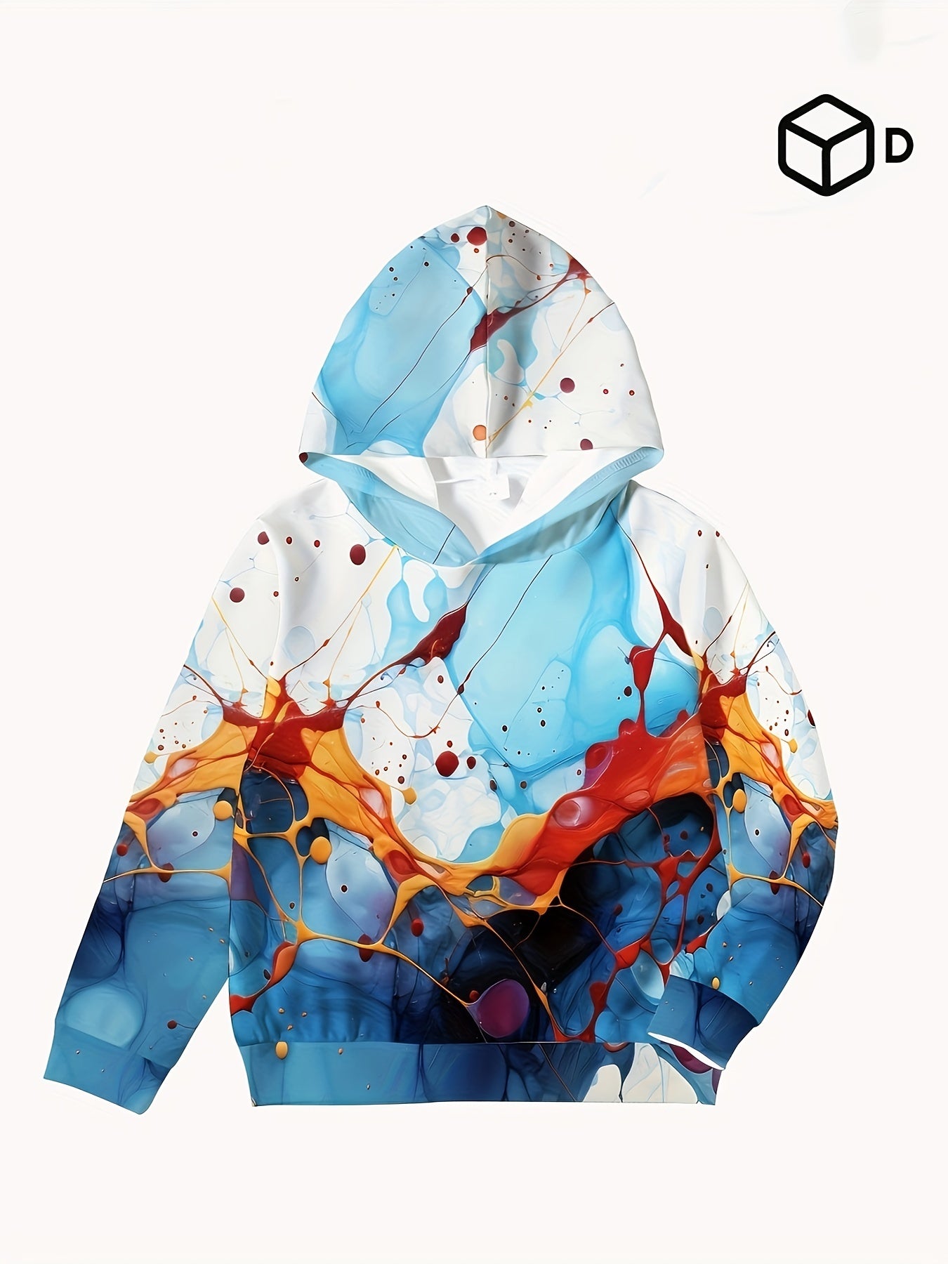 Water & Paint Print Kid's Hoodie Unisex Pullover Causal Hooded Top