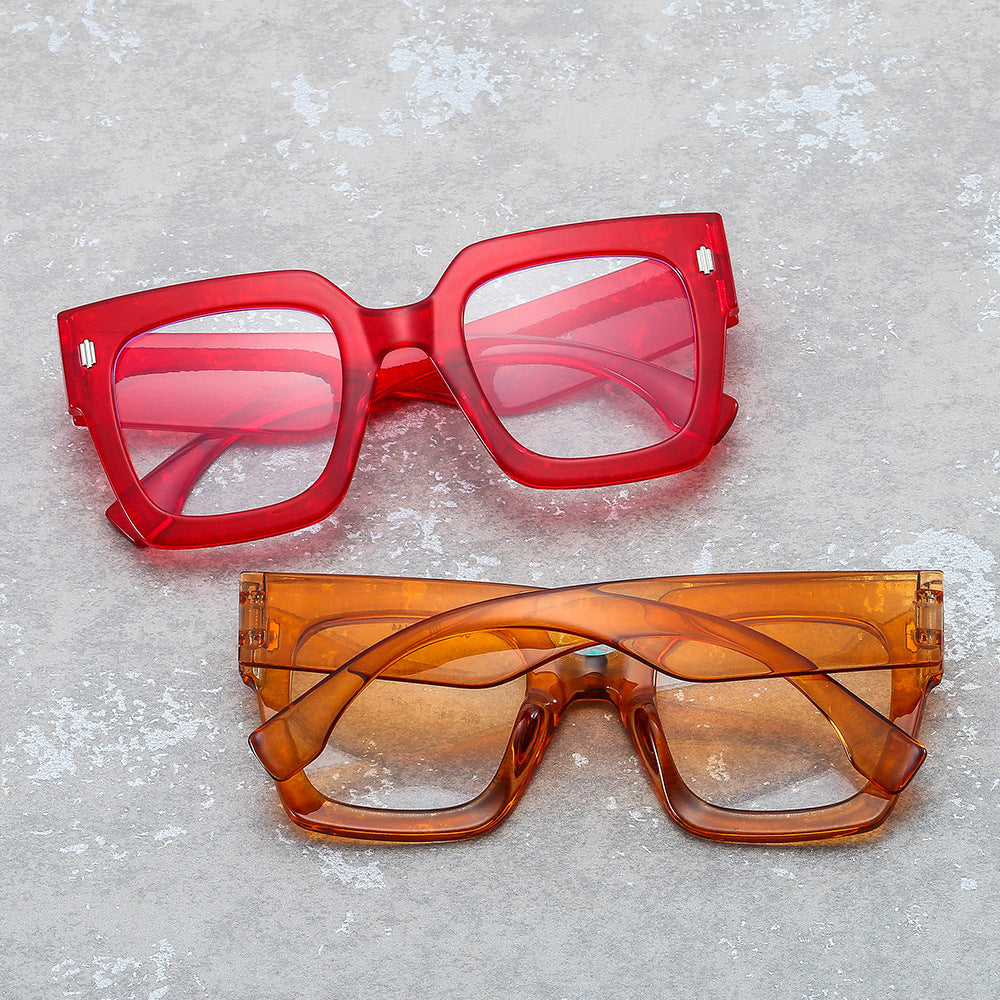 Square Large Frame Glasses Clear Lens Light Blocking Glasses Women Ladies