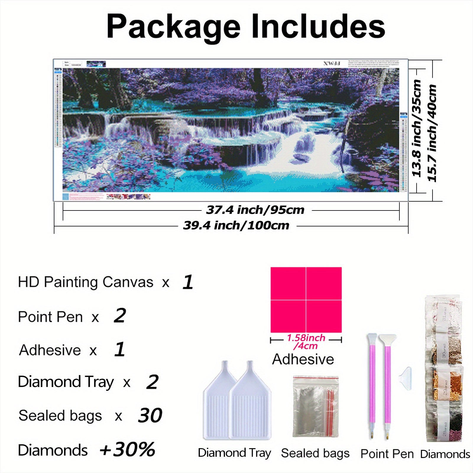 5D Diamond Painting Kit Waterfall Full Round Large Size Diamond Art
