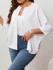 Women's Plus Solid Batwing Sleeve Open Front Cardigan