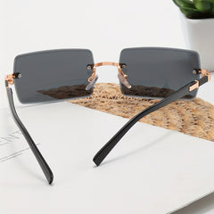 Rectangle Rimless Sunglasses UV400 Anti Glare Glasses