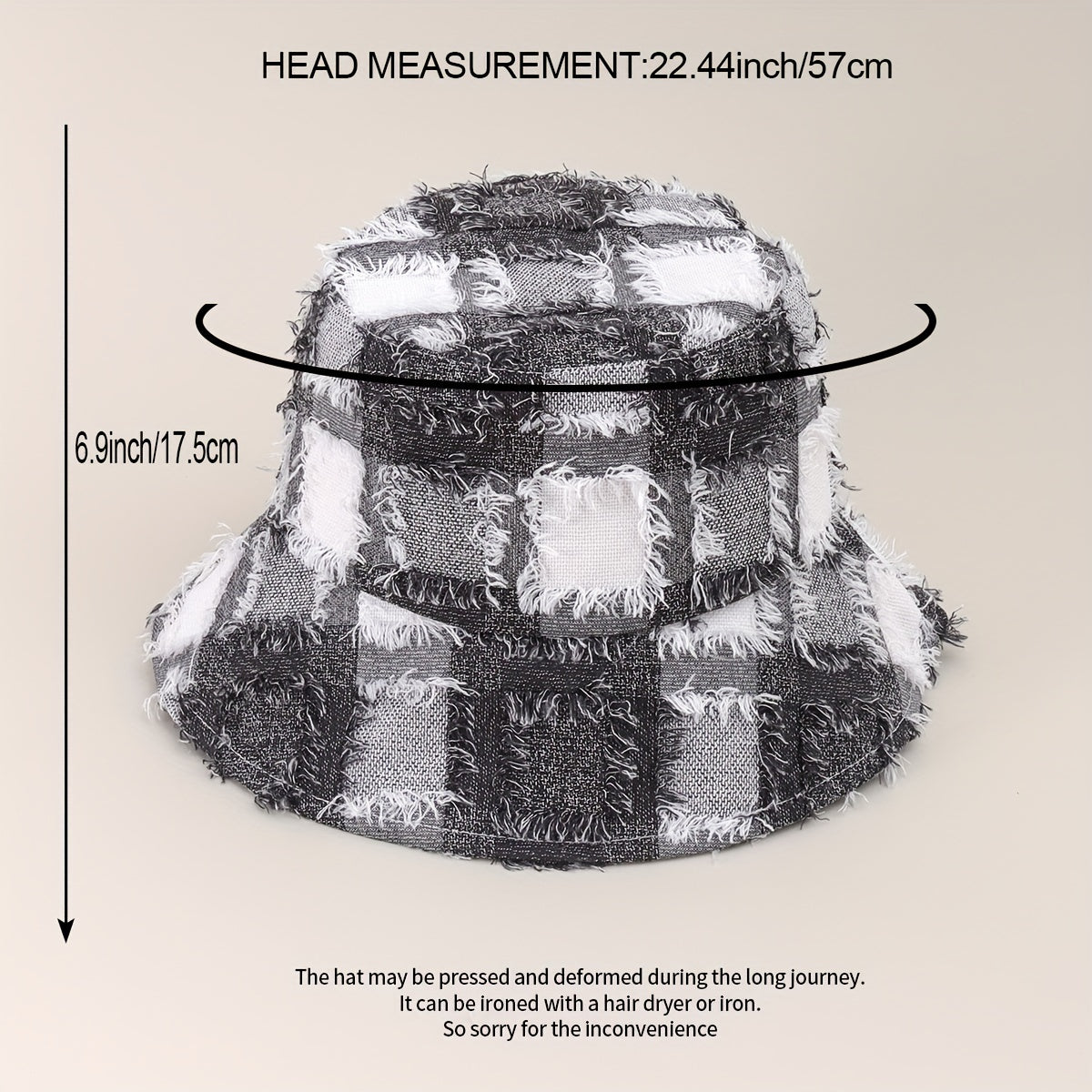 Plaid Block Basin Hat Hip Hop Sunscreen Fishermen Cap For Women
