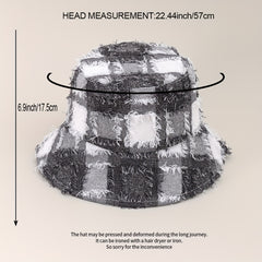 Plaid Block Basin Hat Hip Hop Sunscreen Fishermen Cap For Women