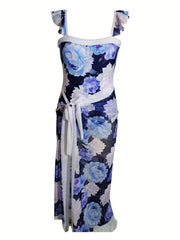 Women's Plus Floral Print One Piece Swimsuit & Wrap Cover Up Skirt Set