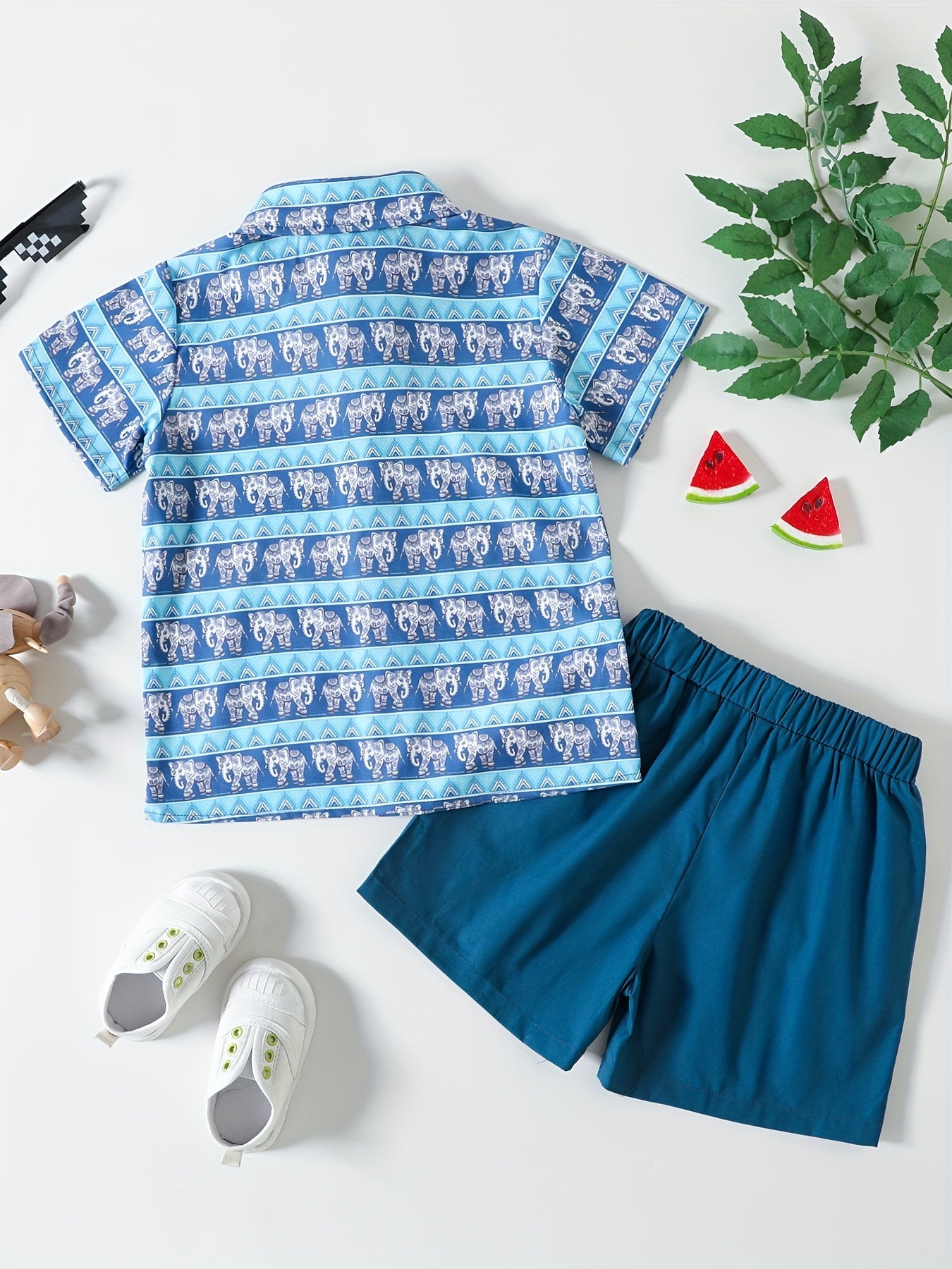Baby Boys Elephant Graphic Shirt & Shorts Set