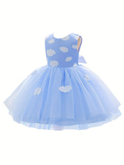 Toddler Girl's Clouds Print Princess Dress & Headband