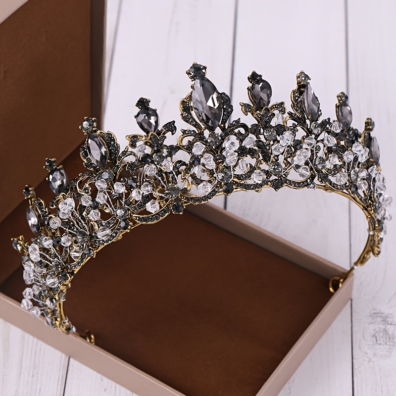 Vintage Rhinestone Crown Tiara Princess Birthday Cosplay Baroque Hair Accessory