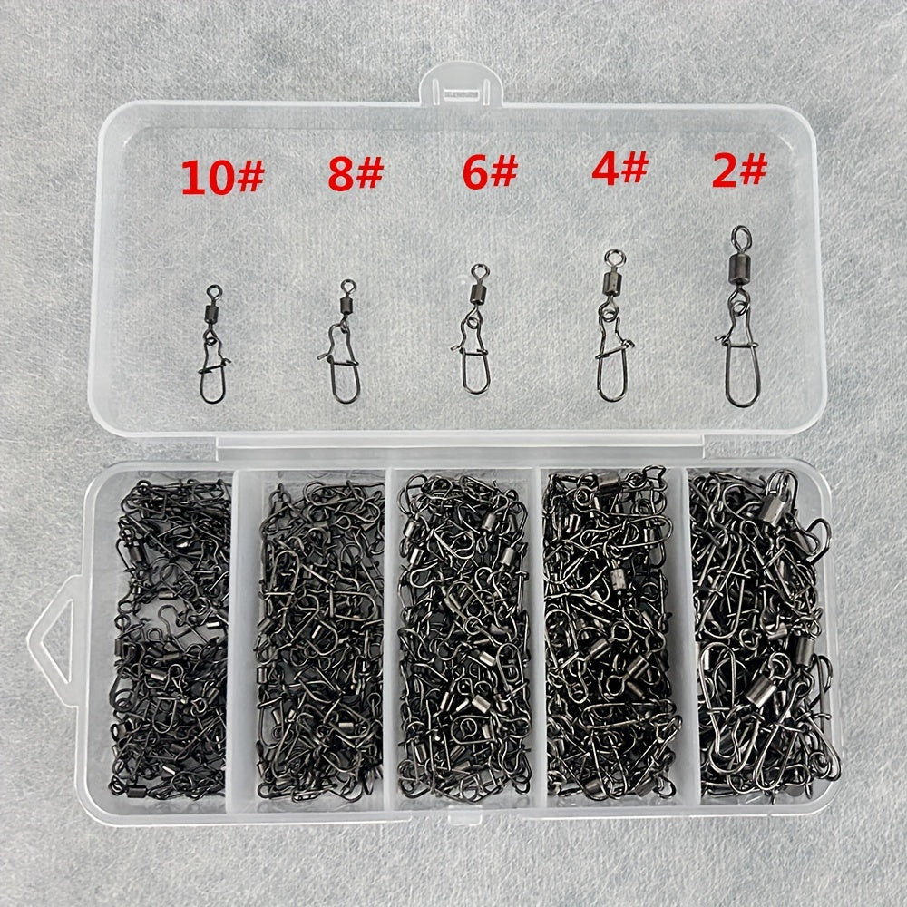 250pcs Fishing Snap Swivels High Strength Copper Stainless Steel Fishing Connect