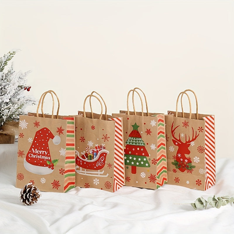 Christmas Gift Bag Striped Tote Party Holiday Candy Tote Bag Pack of 24