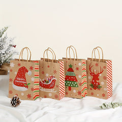 Christmas Gift Bag Striped Tote Party Holiday Candy Tote Bag Pack of 24