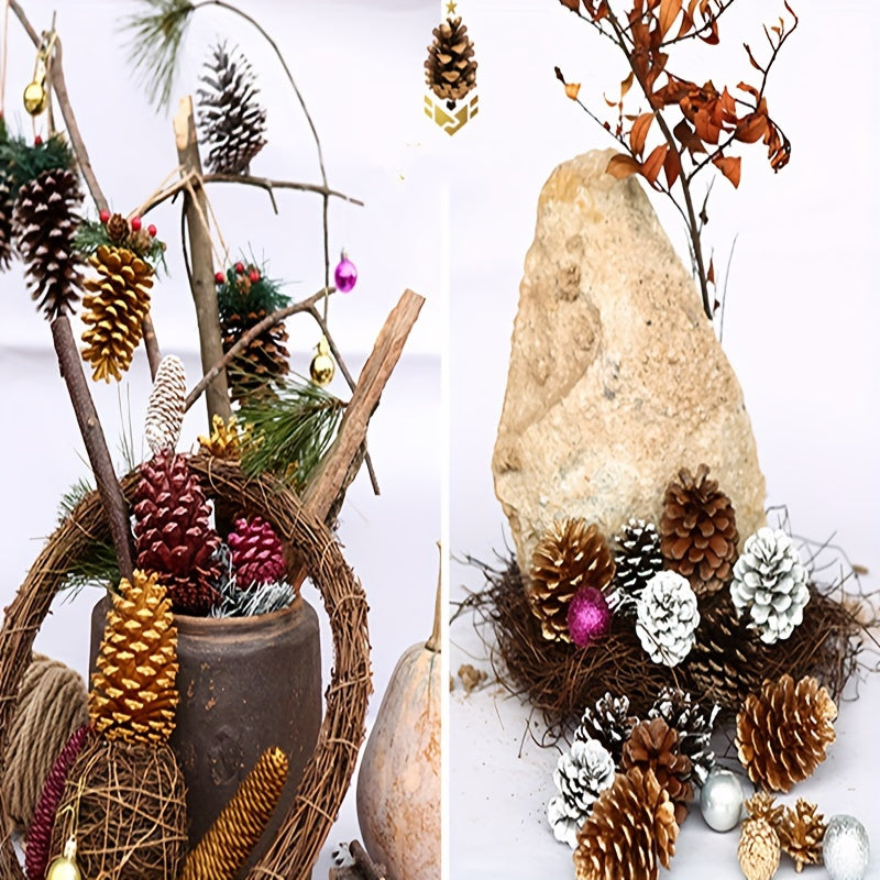6pcs Christmas Pine Cones Natural Ornaments For Tree Party