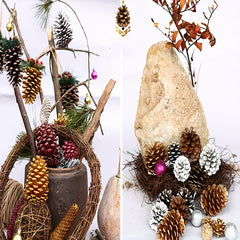 6pcs Christmas Pine Cones Natural Ornaments For Tree Party