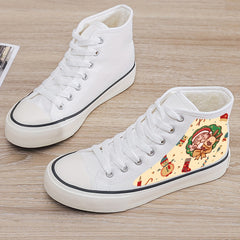 Christmas Santa Print Plush Lined Canvas Sneakers