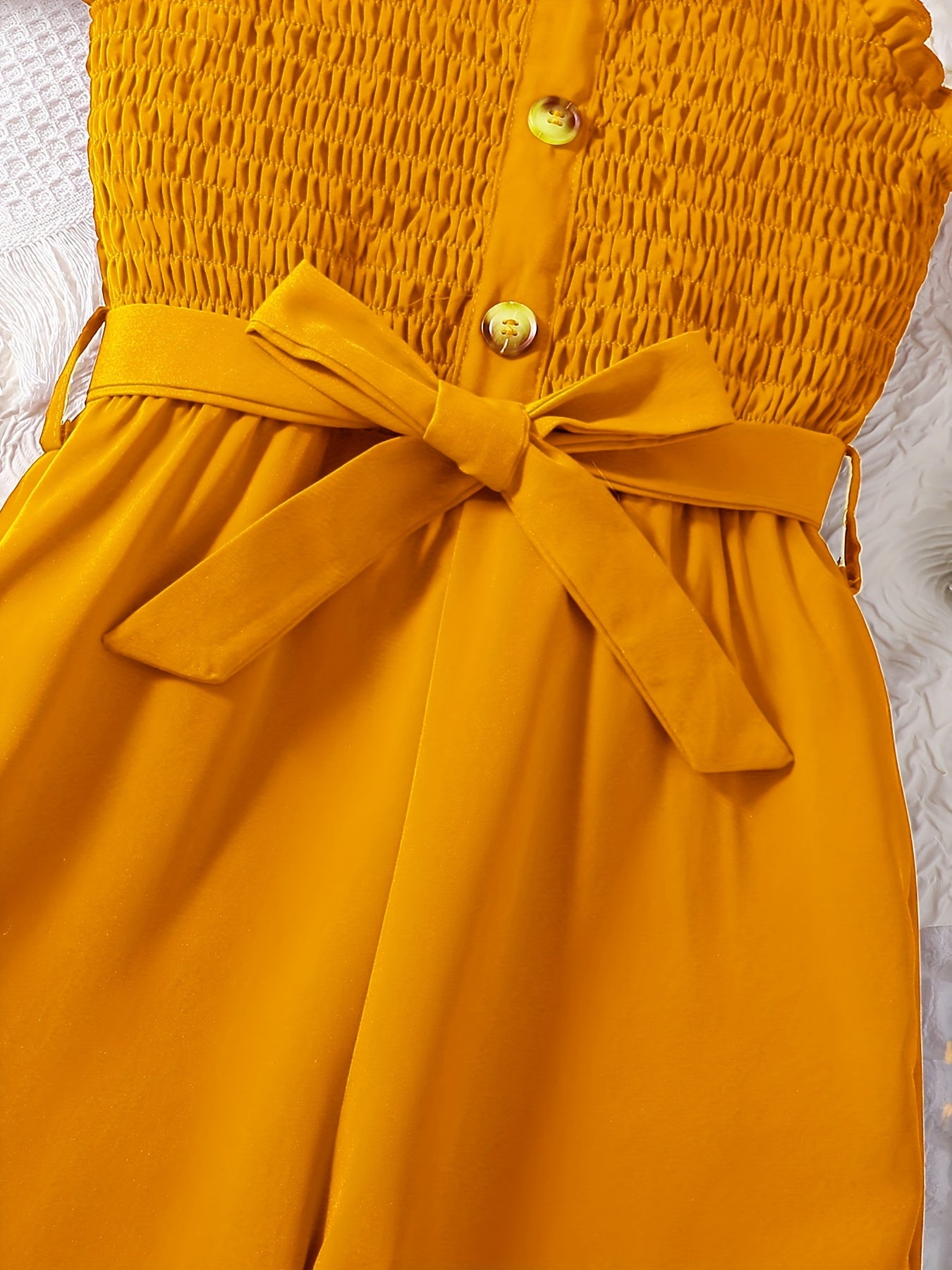Girls Frill Trim Shirred Belted Cami Rompers - Summer Clothes