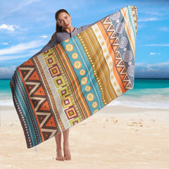 Microfiber Quick Drying Beach Towel With Carrying Bag - Bohemian Print