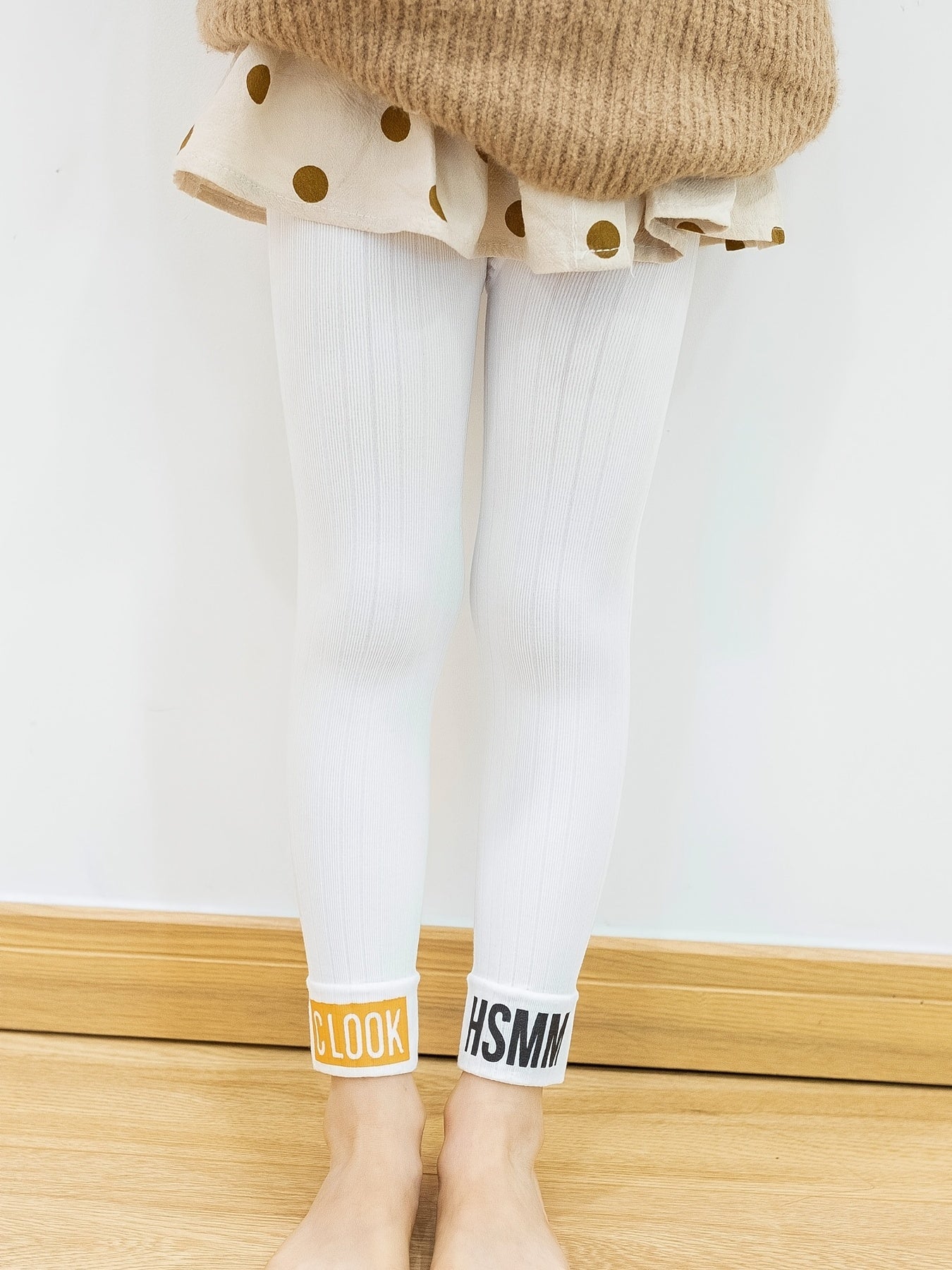 Girls Letter Print Leggings High Elasticity Knitted Clothes