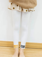 Girls Letter Print Leggings High Elasticity Knitted Clothes