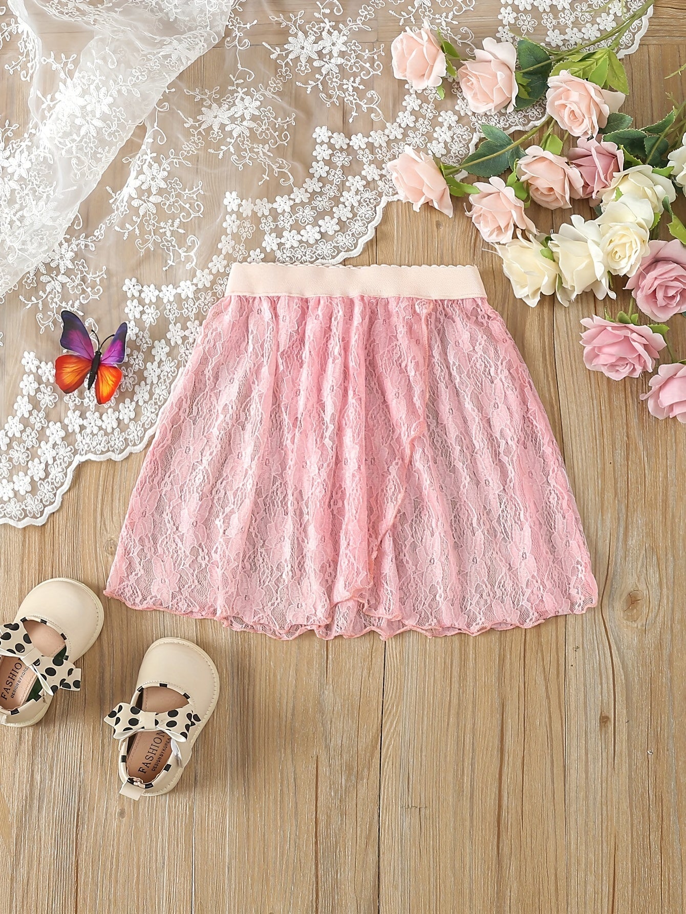 Girls Solid Lace Ballet Skirt for Dance Practice Performance Sports