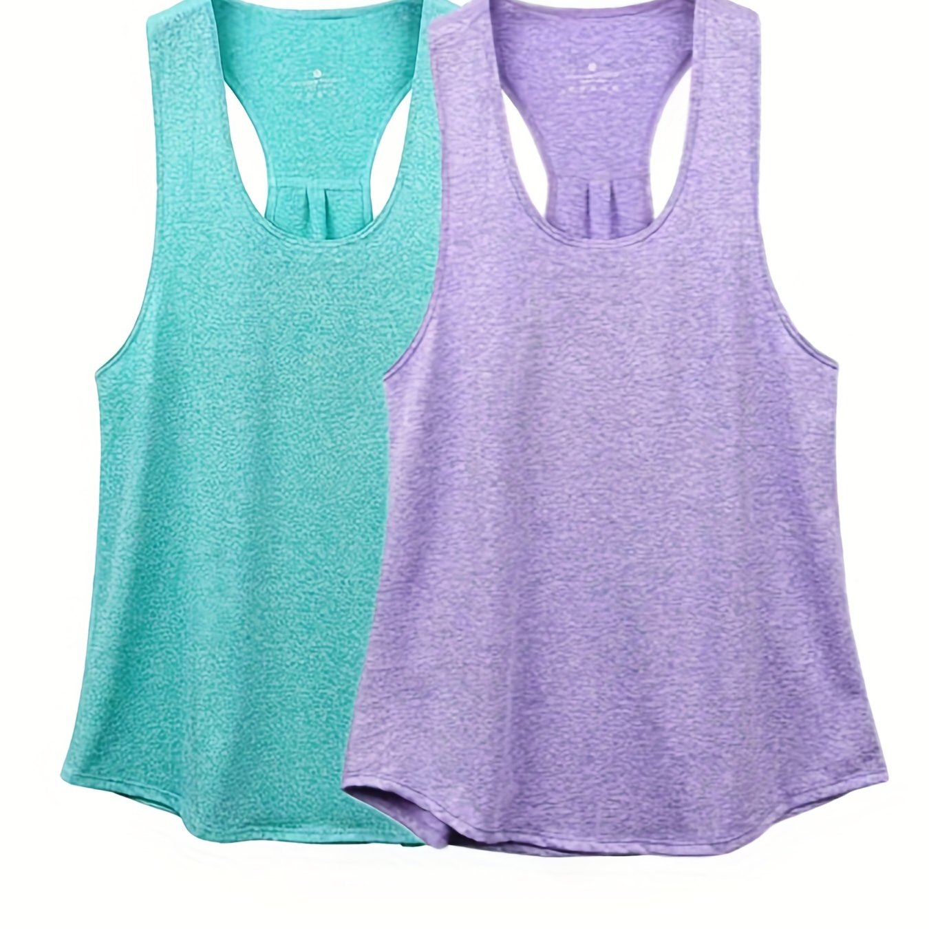 2pcs Solid Running Casual Sports Racerback Tank Top Women's Summer Tops