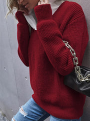 V Neck Long Sleeve Sweater Women's Clothing