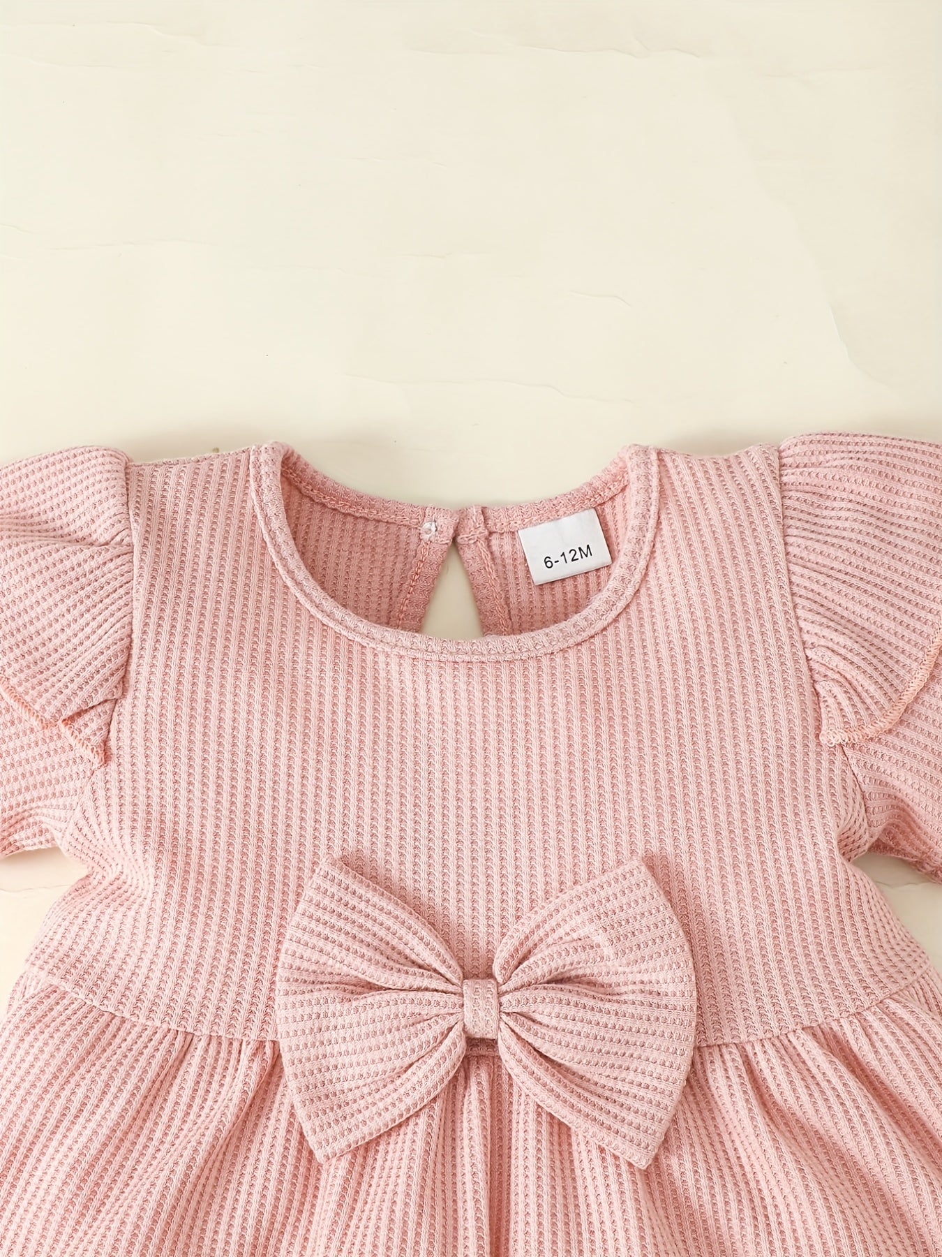 2pcs Baby Girls Bowknot Ruffle Top & Ripped Jeans Set