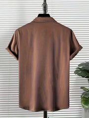 Solid Men's Short Sleeve Shirt for Summer Vacation