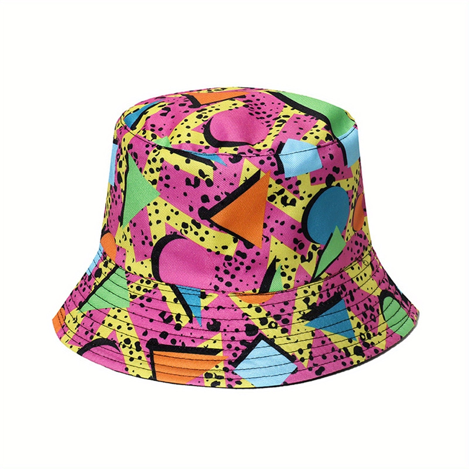 Cartoon Geometric Graffiti Bucket Hat Foldable Sun Hat