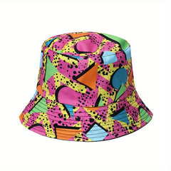 Cartoon Geometric Graffiti Bucket Hat Foldable Sun Hat