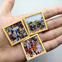 Dollhouse Picture Albums Wooden Frame Paper Paintings Set