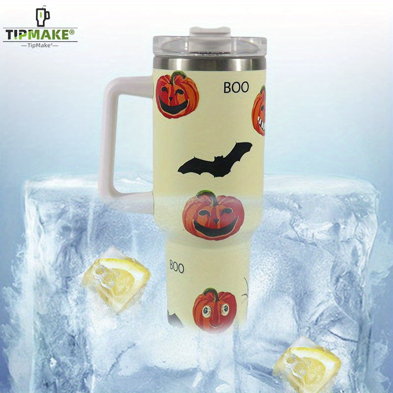 40oz Halloween Pattern Water Bottle Portable Creative Car Tumbler With Handle