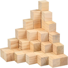 50 pcs 1" Wooden Blocks for Crafts, Unfinished Wooden Cubes