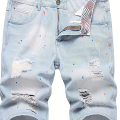 Distressed Denim Shorts Men s Street Style Summer Wear