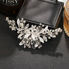 Silvery Crystal Flower Hair Comb Wedding Hair Accessories Bridal Tiara Headpiece