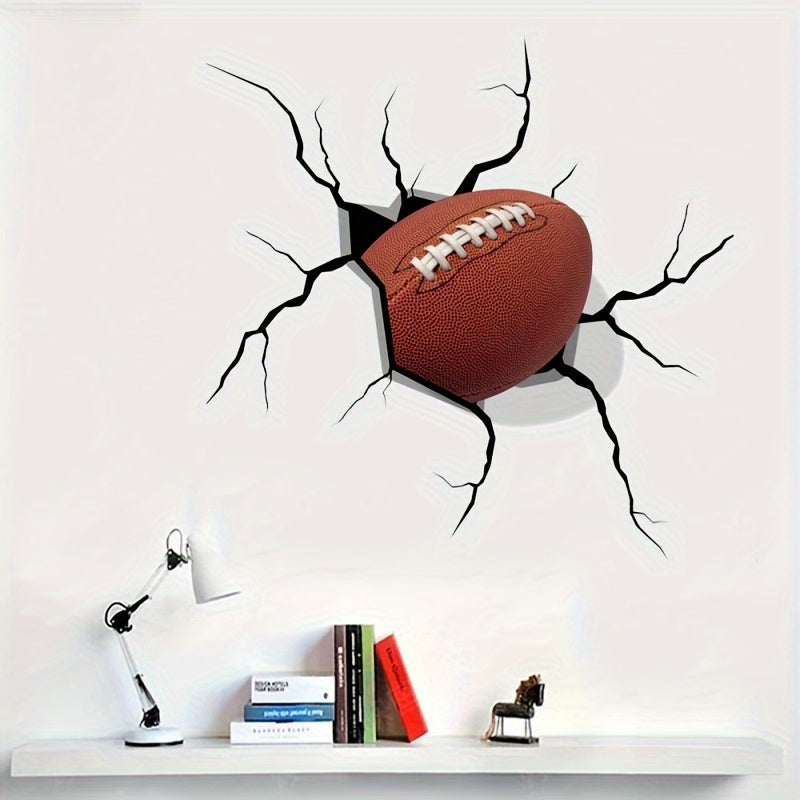3D Rugby Wall Sticker Self-Adhesive Vinyl Crack Mural Art Decorative Sticker