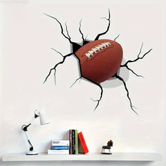 3D Rugby Wall Sticker Self-Adhesive Vinyl Crack Mural Art Decorative Sticker