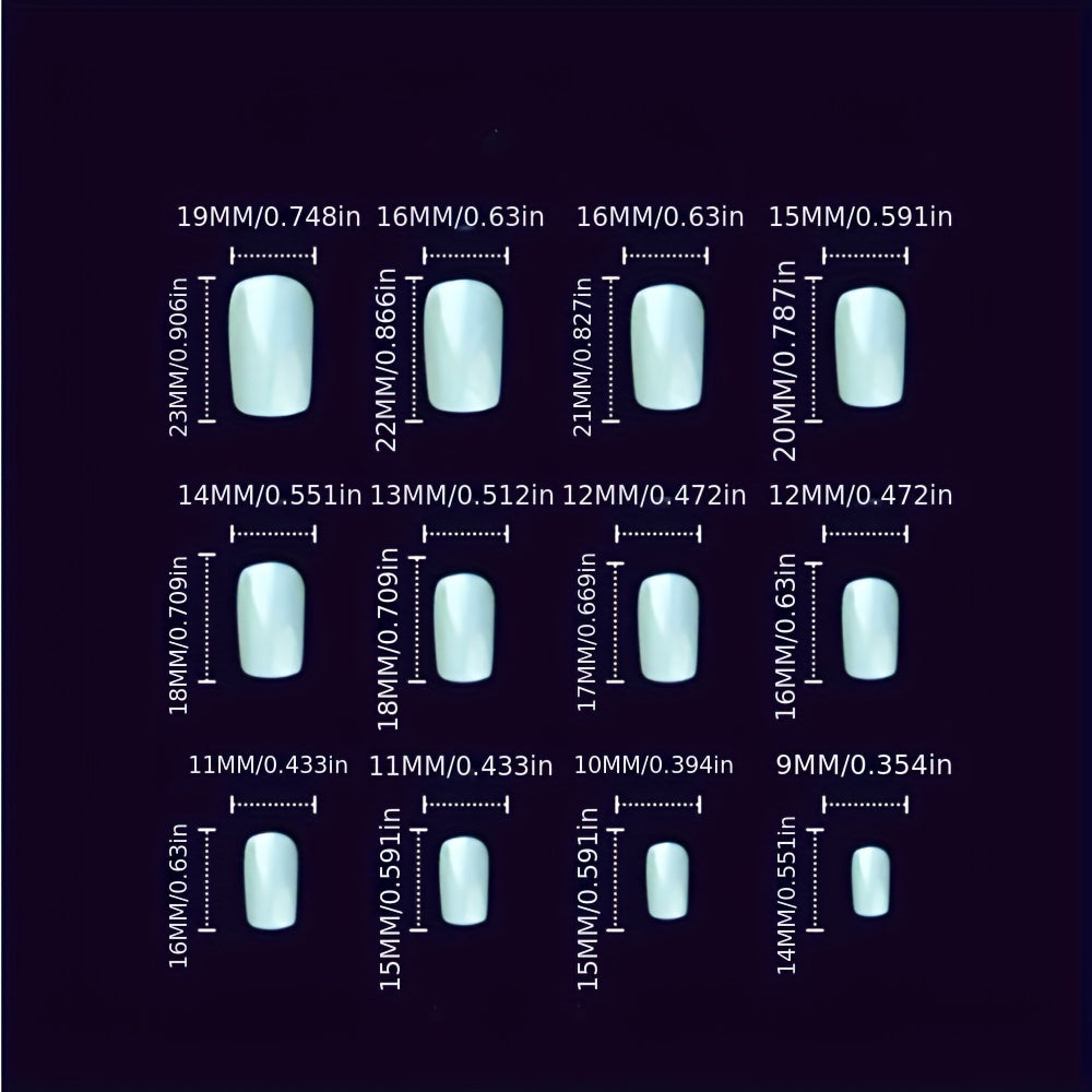 24pcs French Tip Press On Nails Leaves & Glitter Spring Summer Decor