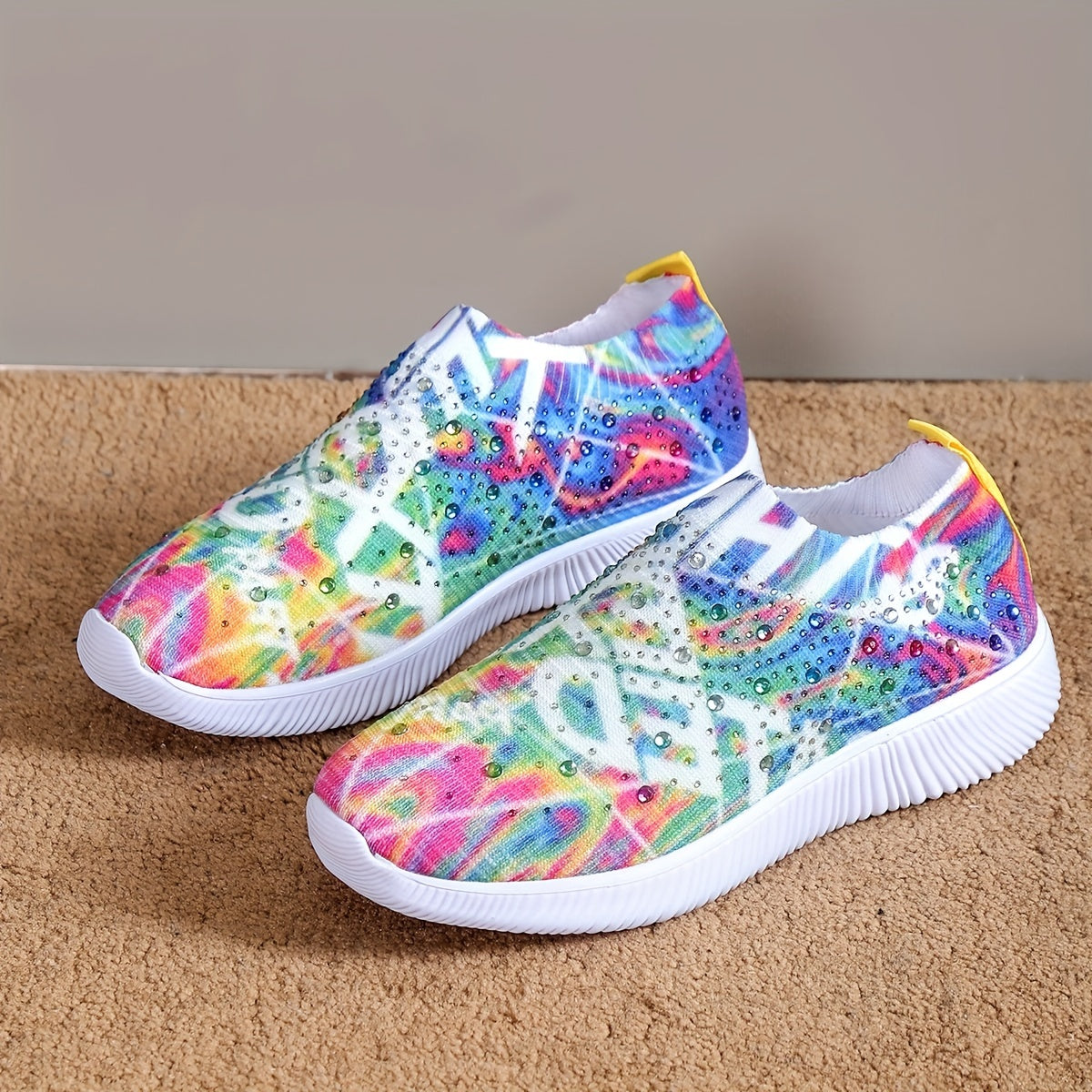 Rhinestone Decor Flat Slip On Casual Skate Shoes Women's Footwear