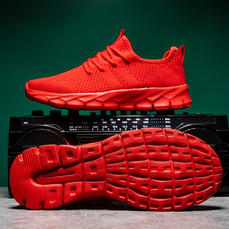 Red Lace Mesh Running Shoes for Women