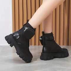 Women's Lace-Up Ankle Combat Boots Outdoor Non-Slip Short Boots