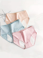 3pcs Solid Menstrual Period Panties Anti Leak