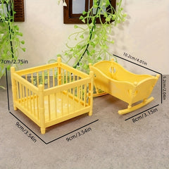 2pcs Cradle Bed and Beds Set for Dollhouses Mini Furniture Decor