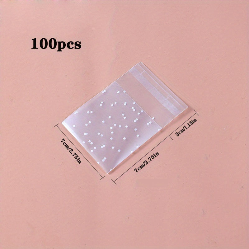 100pcs Transparent Self Sealing Polka Dot Candy Bags