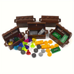 MOC Treasure Building Blocks Box with Coins & Dollar Accessories