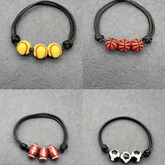 Girls Soccer Party Favors - Sport Ball Charm Bracelets Set of 4
