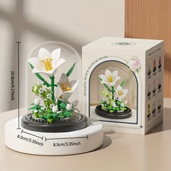 DIY Building Blocks Lily Sunflower Rose Bouquet Potted Plant Model